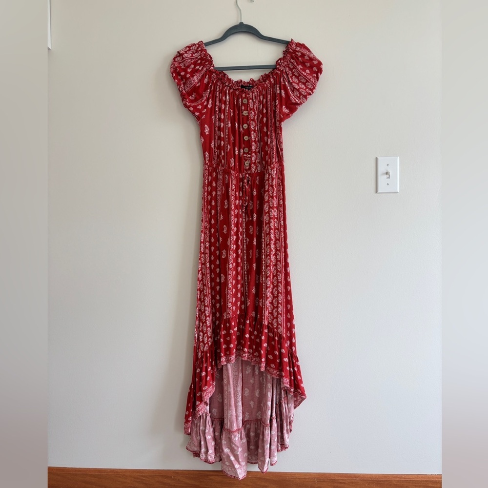 Forever 21 Red Paisley High-Low Dress Spring Wedding Guest